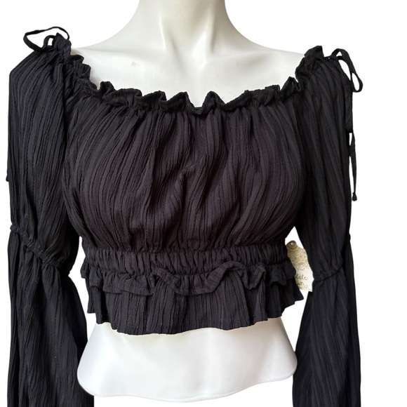 NWT, Altar’d State Black Peasant Crop Top, Sz M - Picture 8 of 12